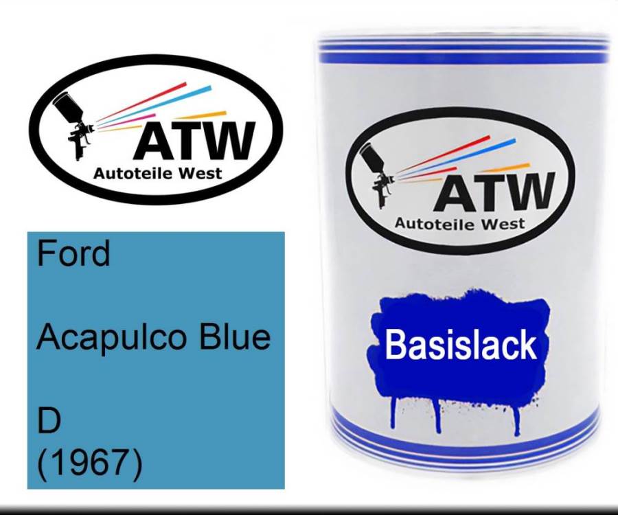 Ford, Acapulco Blue, D (1967): 500ml Lackdose, von ATW Autoteile West.